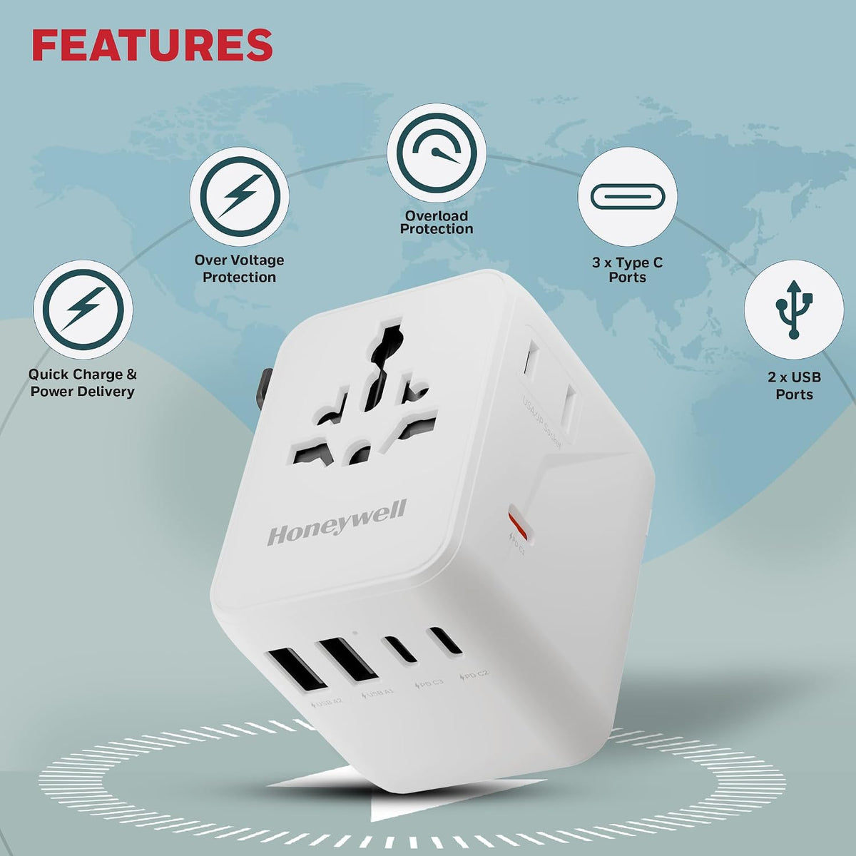 Honeywell Universal World Travel Adapter 70W (Ultimate Series)