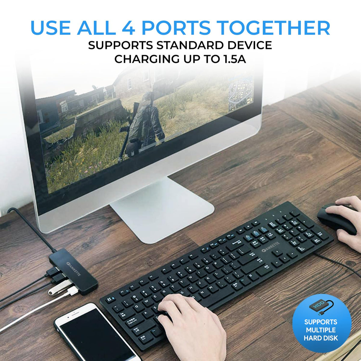 Amkette SuperSpeed 4 Port USB 3.0 Hub