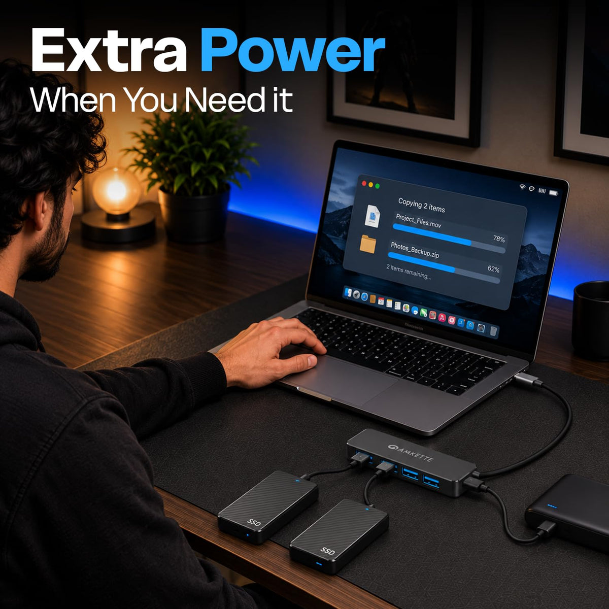 Amkette Type-C 4-in-1 USB 3.0 Hub Pro