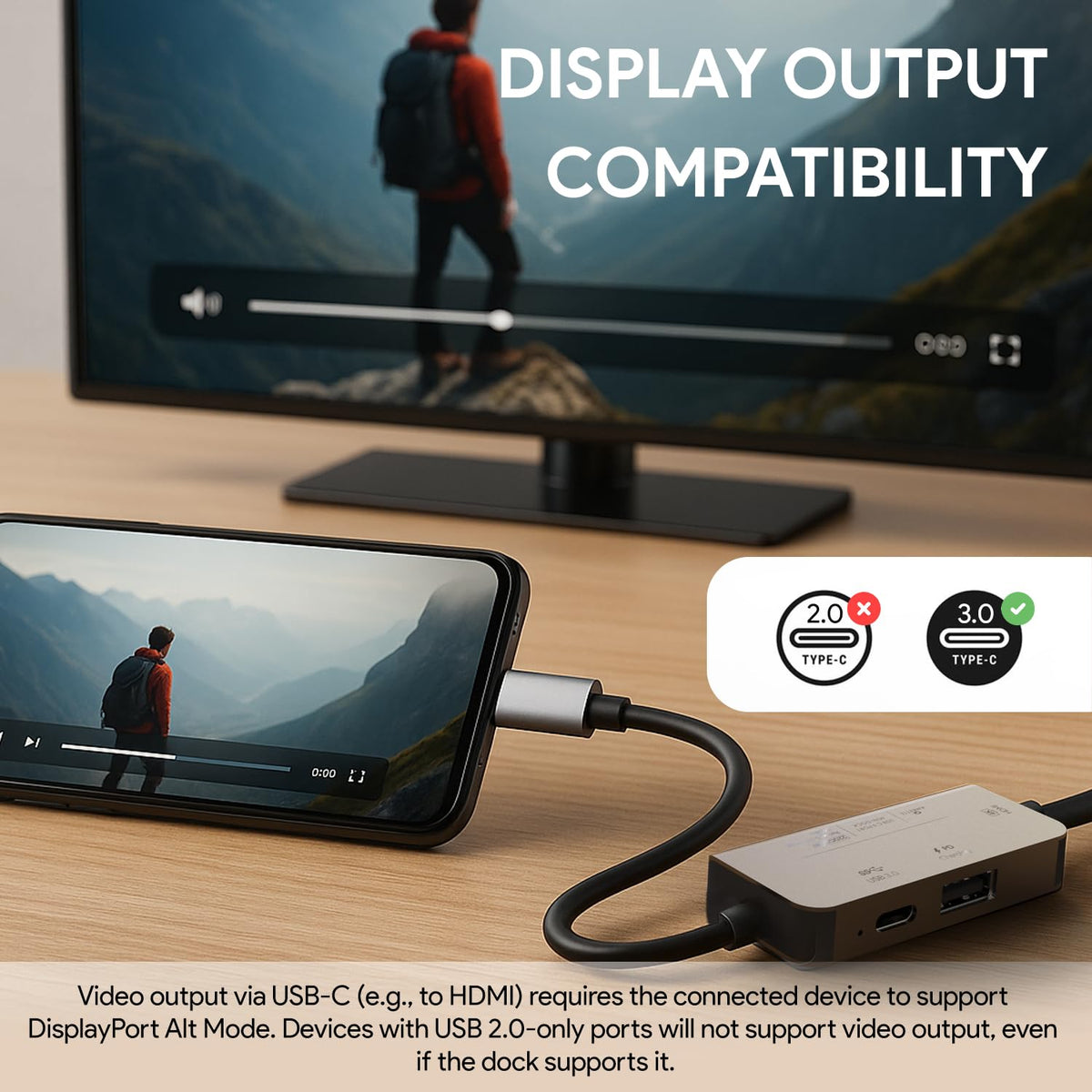 Amkette USB C 3 Port Mini Dock 4K@60Hz HDMI