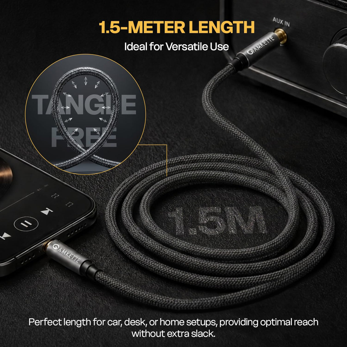 Amkette Braided Aux Cable 1.5m