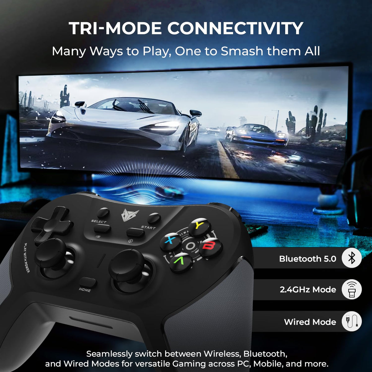 EvoFox One S Tri-Mode Wireless Gamepad with Hall Joysticks