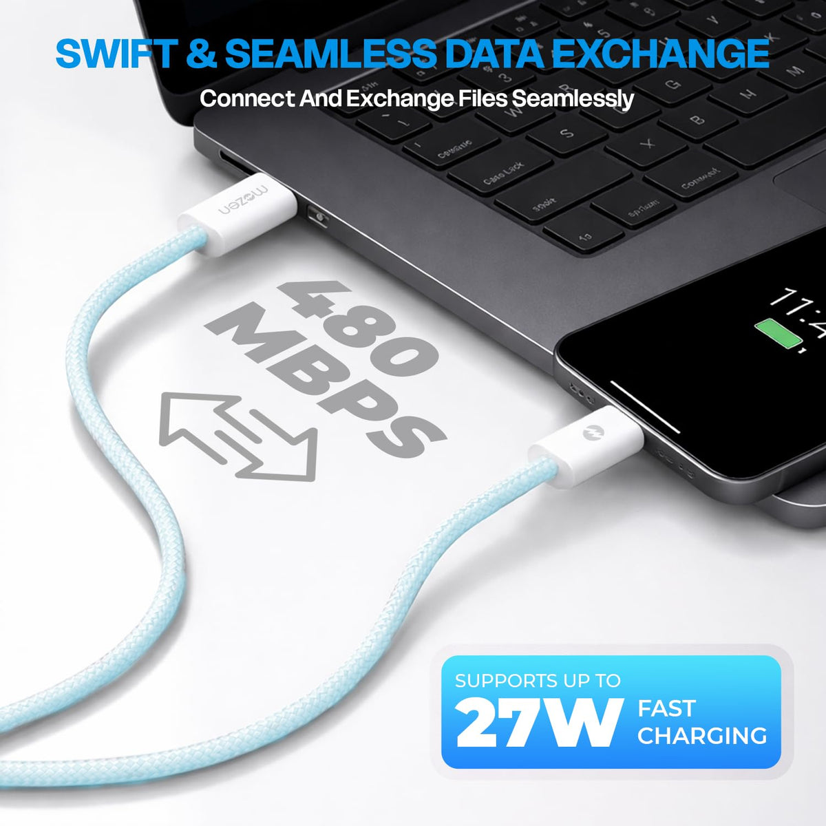 Amkette Mozen Flow Lite 3A Type C to Lightning Cable 1.2m