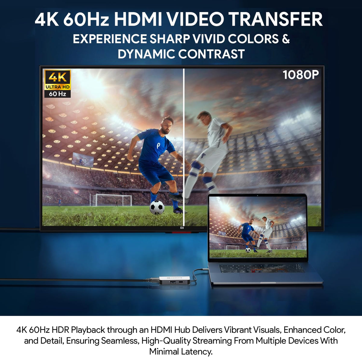 Amkette USB C 3 Port Mini Dock 4K@60Hz HDMI