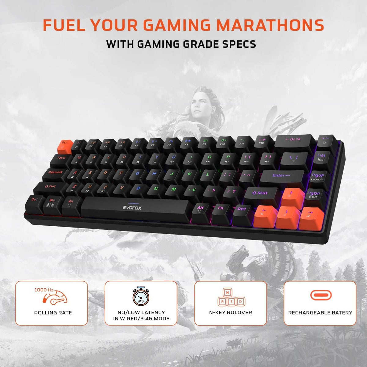EvoFox Katana S Mini Tri-Mode Wireless Mechanical Keyboard