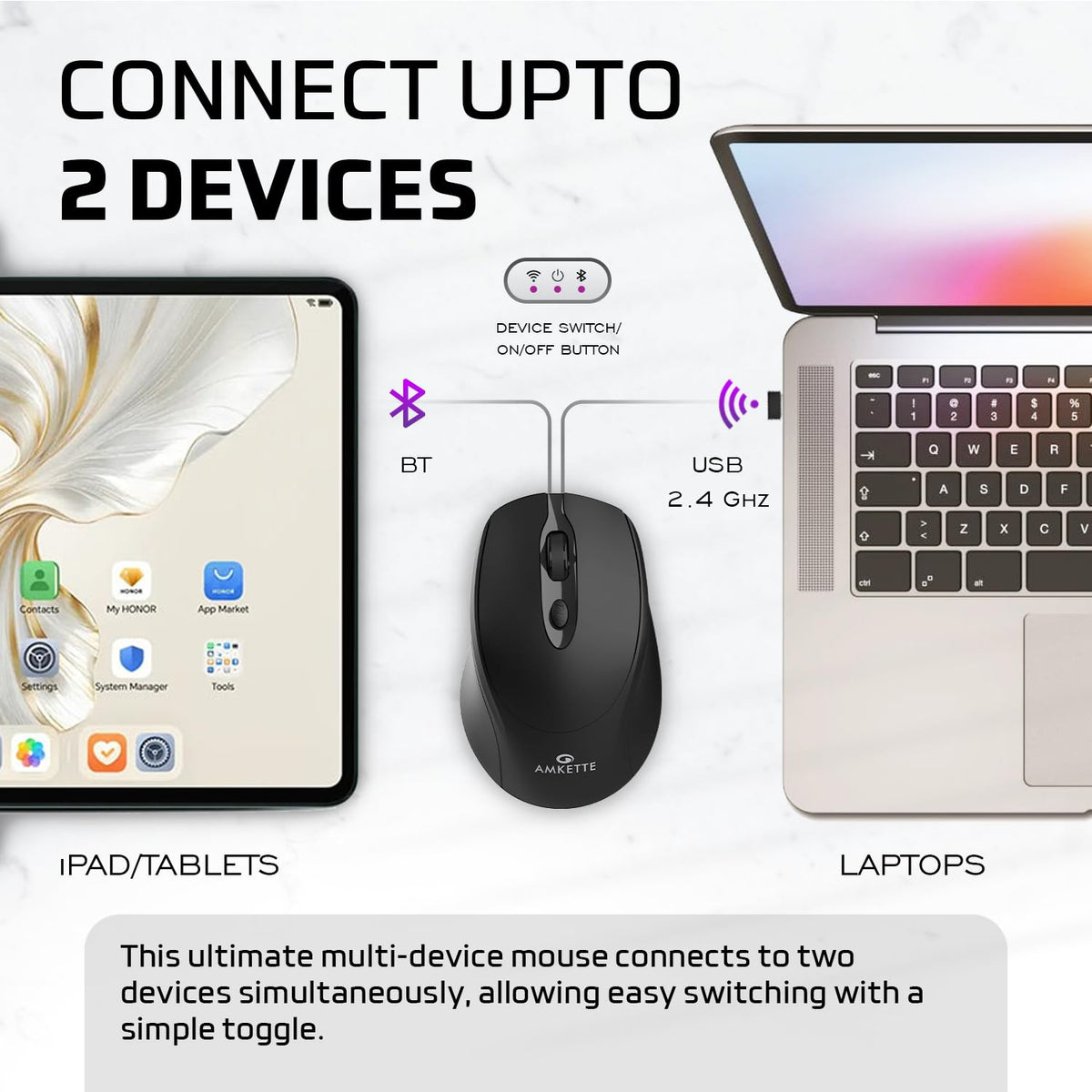 Amkette Hush Pro Byte Plus Rechargeable Bluetooth Mouse