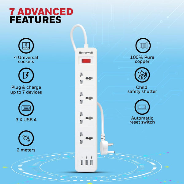 Honeywell Value 4-Outlet Extension Board with 3 USB Ports