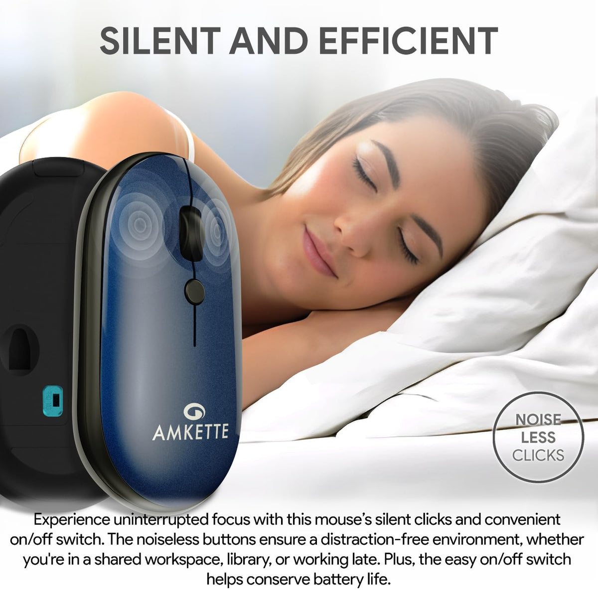 Amkette Hush Pro Byte Slim Bluetooth Wireless Mouse