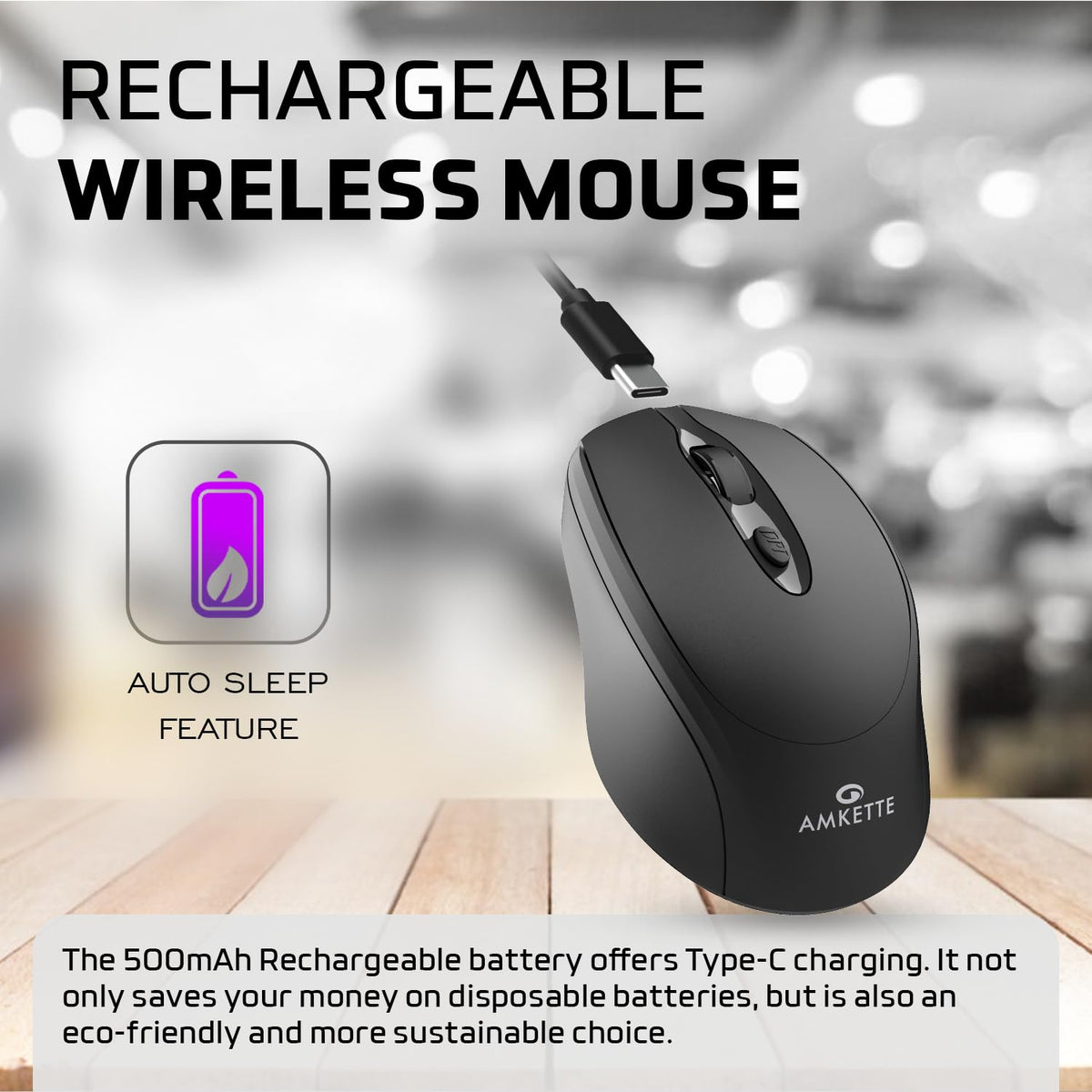 Amkette Hush Pro Byte Plus Rechargeable Bluetooth Mouse