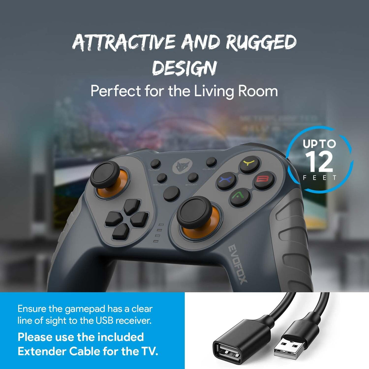 EvoFox Elite Ops Wireless Gamepad 12 ft Range