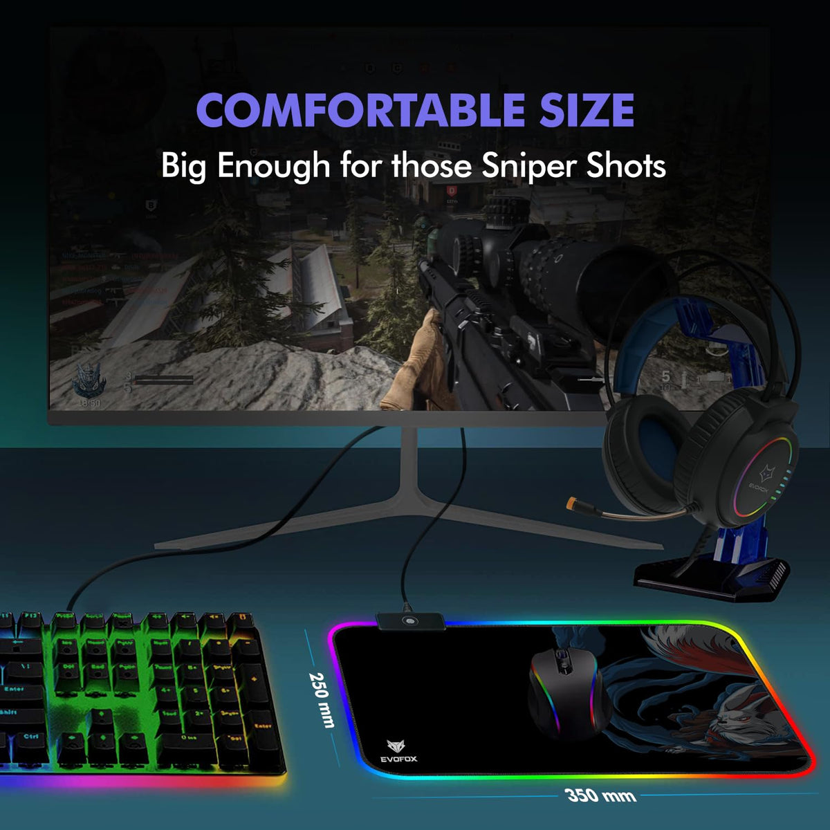 EvoFox Falcon LX35 RGB LED Gaming Mouse Pad