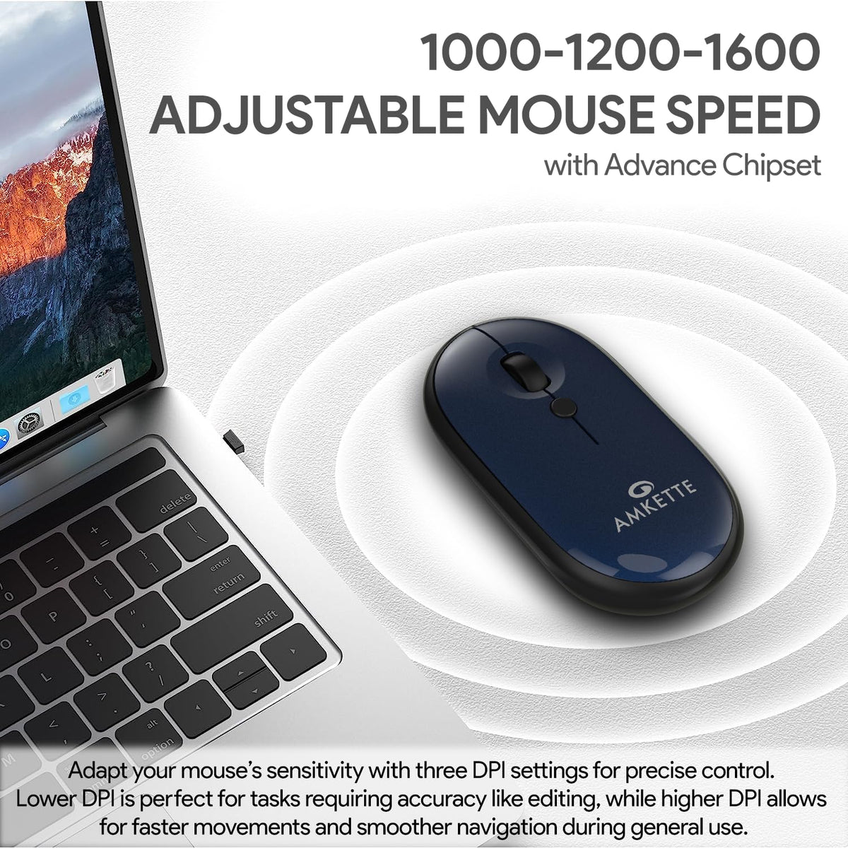 Amkette Hush Pro Byte Slim Bluetooth Wireless Mouse