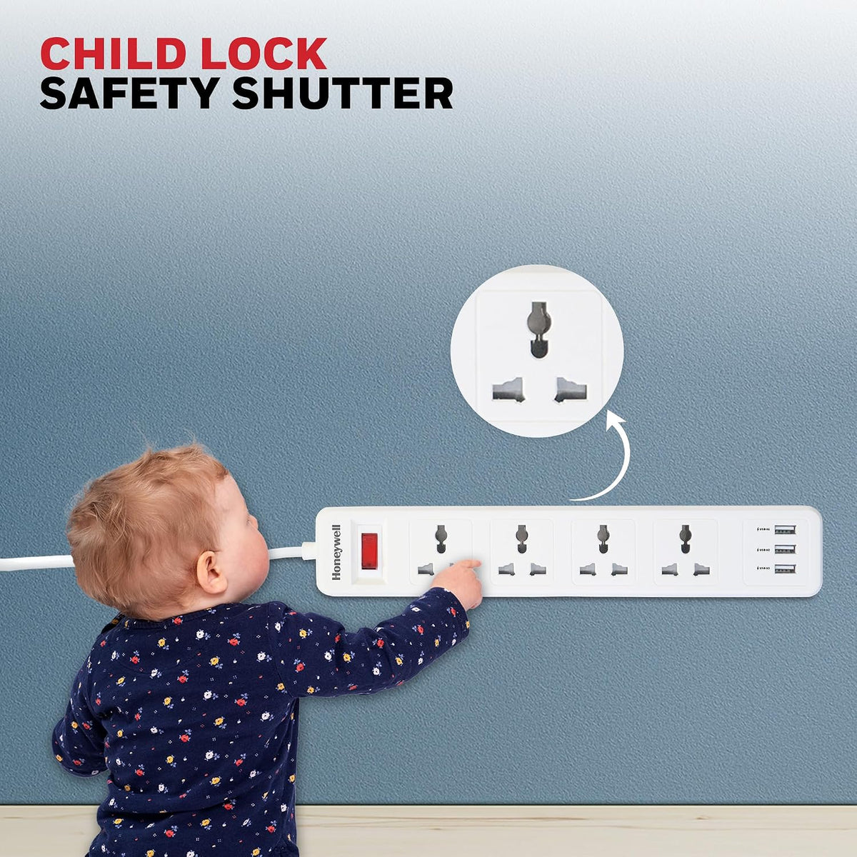 Honeywell Value 4-Outlet Extension Board with 3 USB Ports