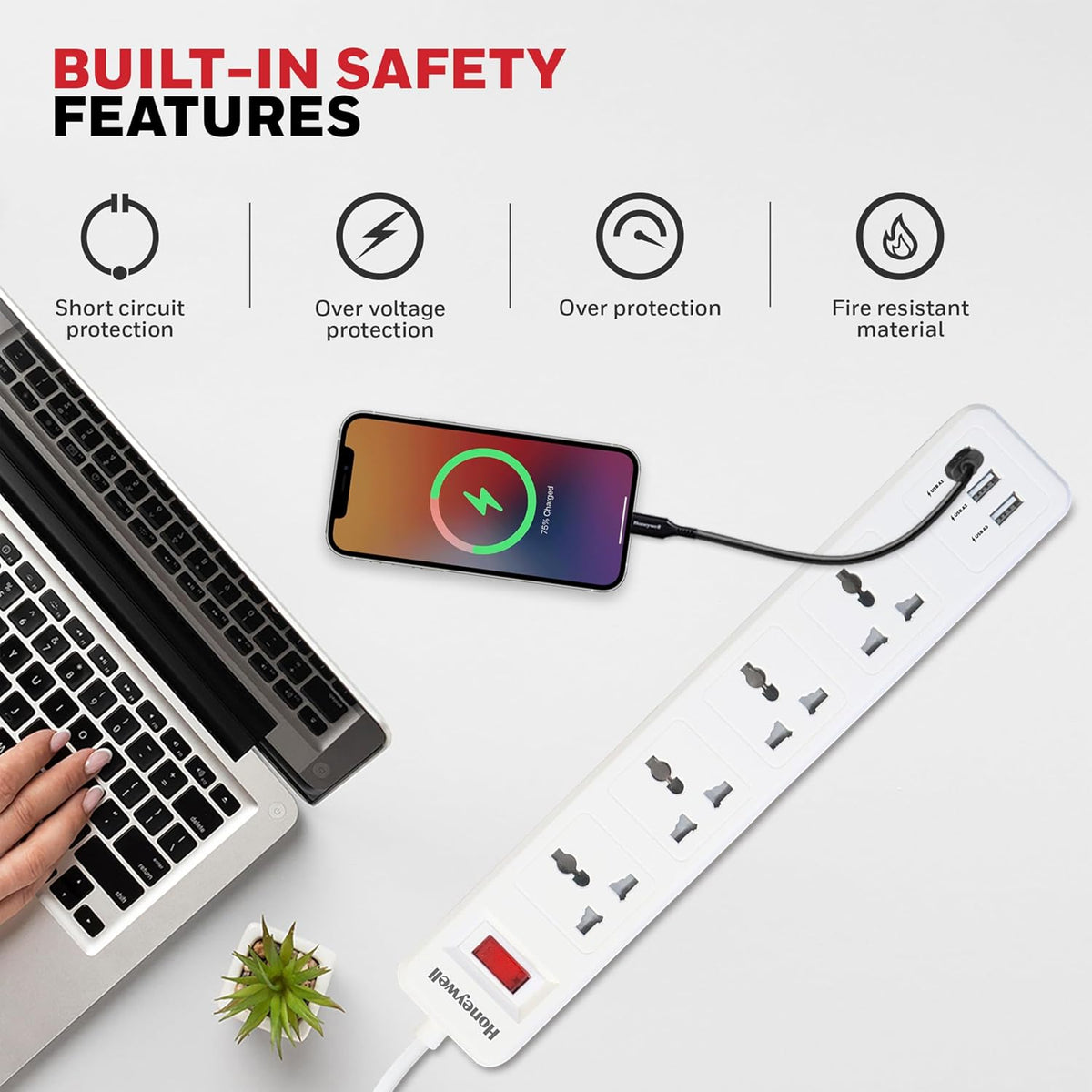 Honeywell Value 4-Outlet Extension Board with 3 USB Ports