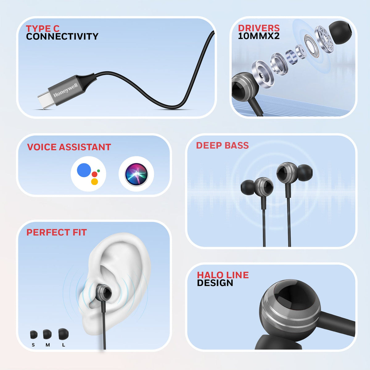 Honeywell Suono P70 Type-C Wired Earphones