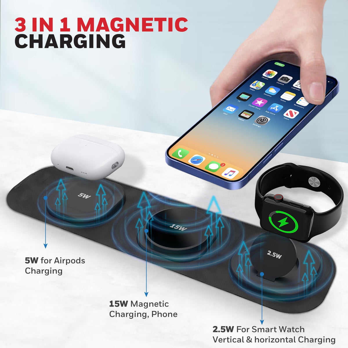 Honeywell Zest Wireless 3-in-1 Foldable Charger (Platinum Series)