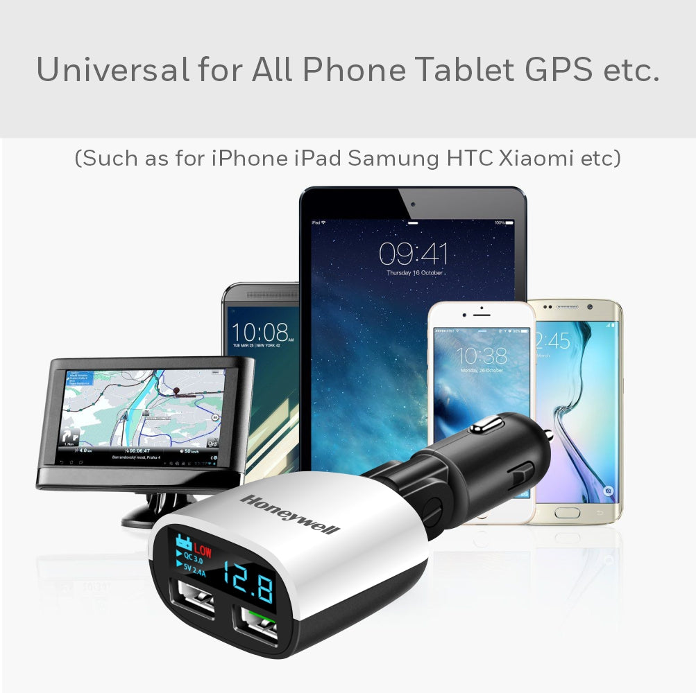 Honeywell Micro CLA Car Charger QC 3.0 with 2 USB (Platinum Series)