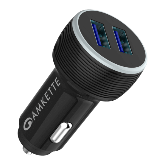 Amkette PowerPro 2 Port QC 3.0 Car Charger