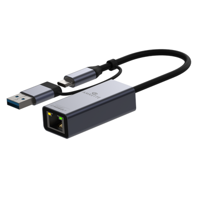 Amkette USB 3.0 + Type-C to RJ45 Gigabit Ethernet Adapter