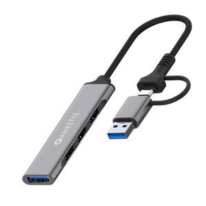 Amkette 4 Port Hybrid USB 3.0 Hub Type C+A