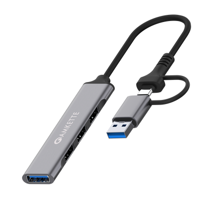 Amkette 4 Port Hybrid USB 3.0 Hub Type C+A
