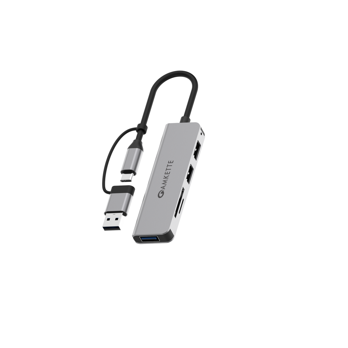 Amkette 5-in-1 USB 3.0 Hub with USB-A+C and Card Reader