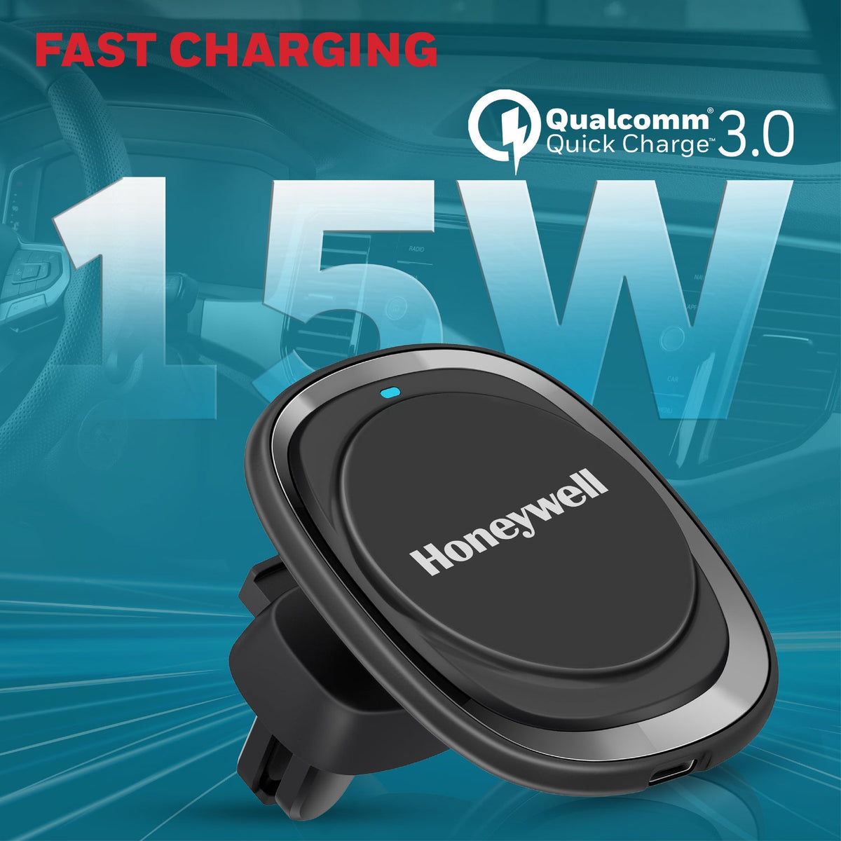 Honeywell Zest MagSafe Phone Mount Car Charger 15W