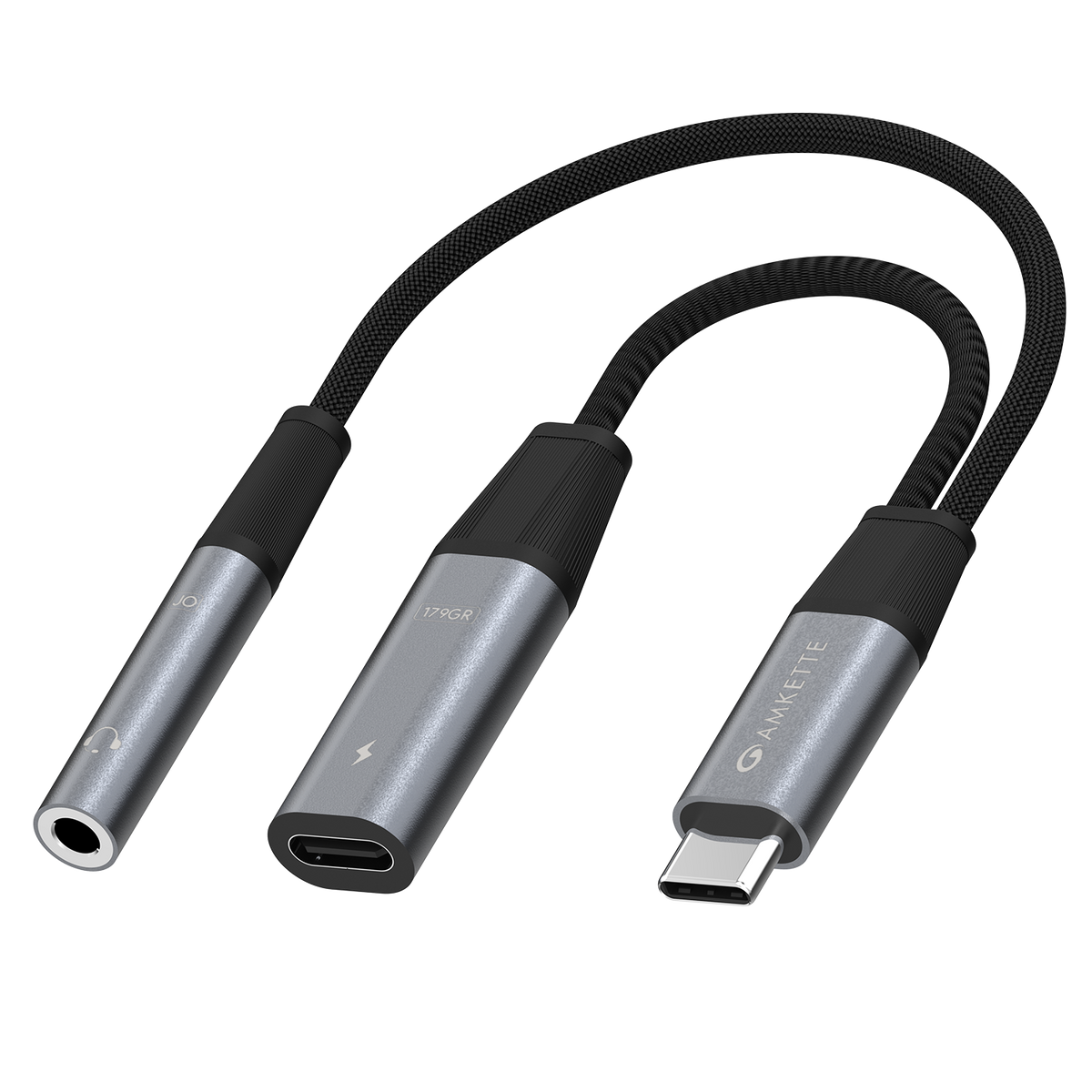 Amkette Adapt USB-C to 3.5mm Audio + 60W Charging Adapter